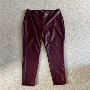 Express Maroon Faux Leather Leggings